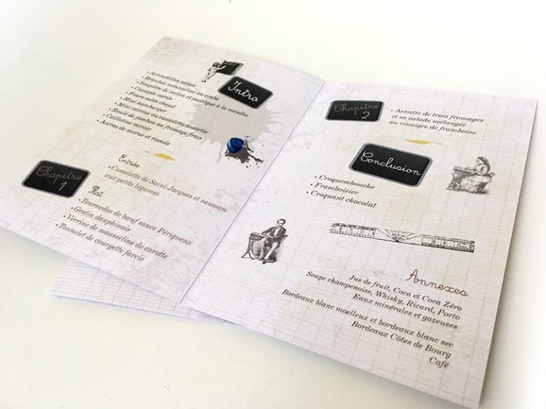 Menus mariage th me sur mesure et petit colier vos zamours