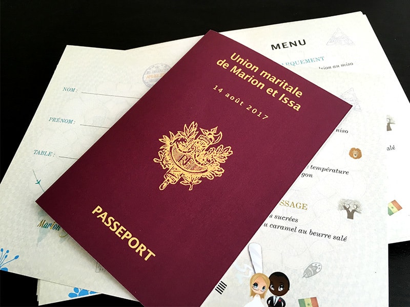Menu passeport union maritale