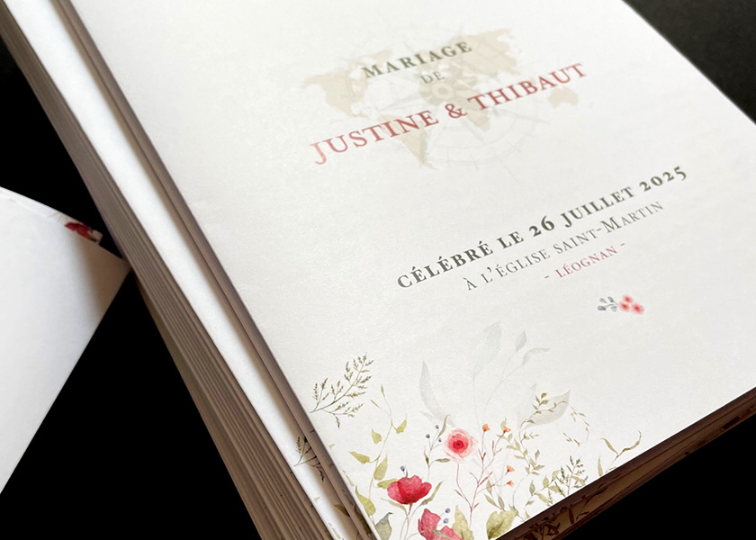 détail-couverture-livret-mess-mariage-champêtre-fleurs-aquarelle-romantique-poesie