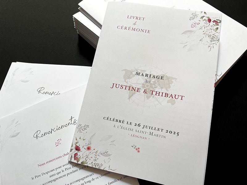livret-ceremonie-mariage-champetre-aquarelle-fleurs-rouge-blanc-romantique