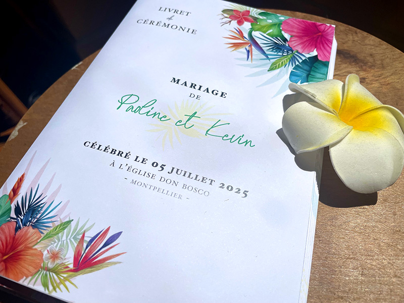 livret-de-messe-mariage-persopnnalisé-tropical-chaleureux