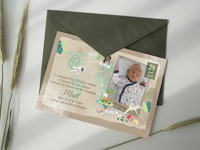 Faire-part de naissance nature Île de la Réunion – À Vos Amours