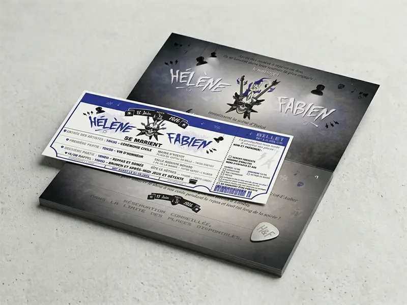 faire-part mariage rock alternatif pochette skull